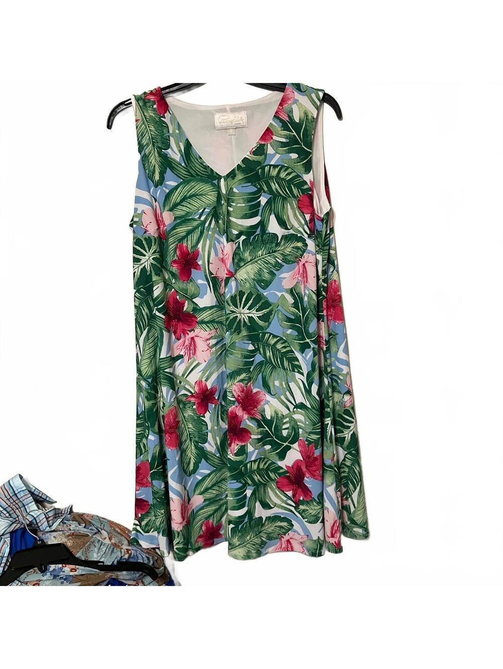 Cappogallo Resort Wear Coastal Grandmaternal Tropical Print Sleeveless Dress 1X